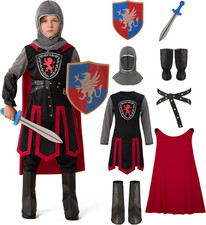 Medieval Knight Costume for Kids, Boys Dragon Knight Outfit Halloween Set