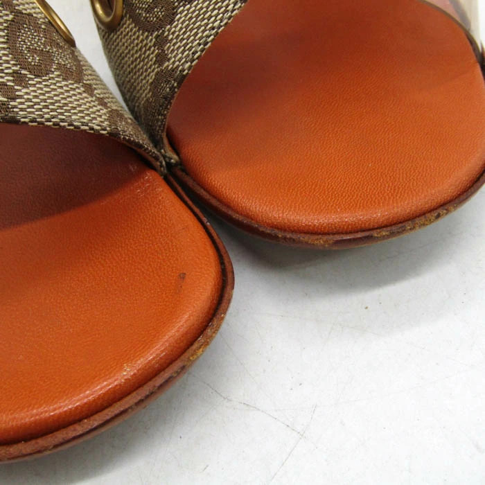 GUCCI Mule Sandals GG Canvas Brand Shoes Made in Italy Women's Size 35.5 Brown thumbnail 2