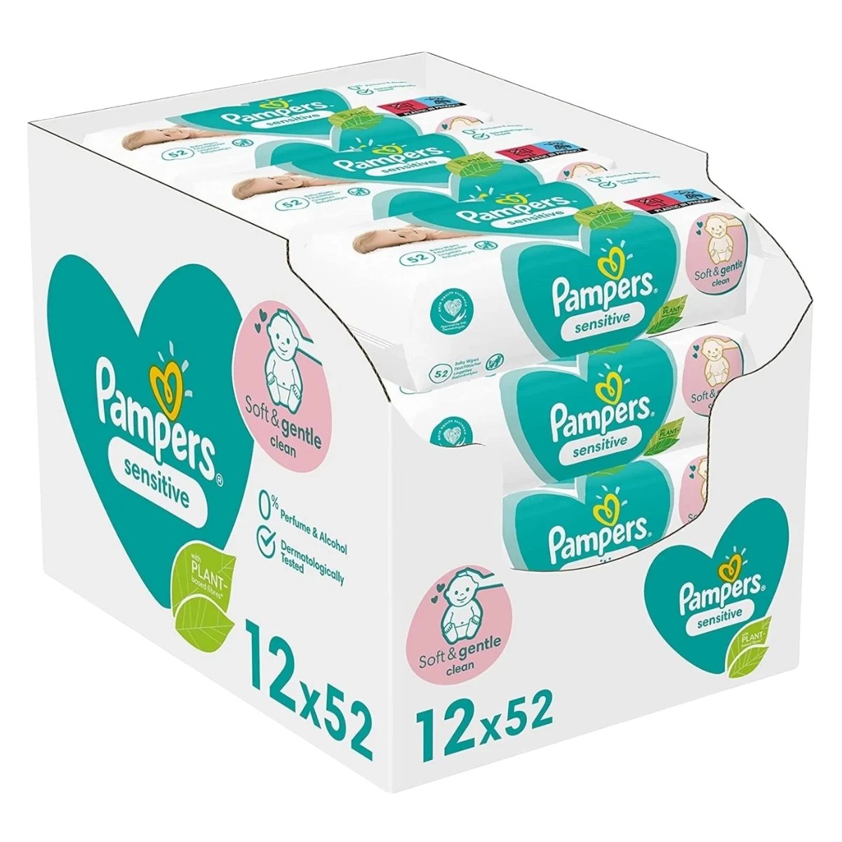 12 x Pampers Sensitive Pure Skin Protection Soft & Gentle Clean Baby Wipes 52's
Opens in a new windo