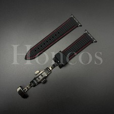 38-49 MM Rubber Strap Stitching Lined Air For Apple Watch Series 5 4 3 2 1 BK/RD
