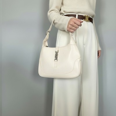 GUCCI Jackie Hand Bag Ivory Leather