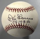Don Larsen Signed Major League Baseball Autograph PG 10-8-56 Inscription