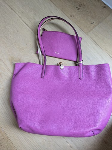 Ralph Lauren Large Reversible Pink/Gold Leather Tote w/ Keychain - Picture 7 of 9
