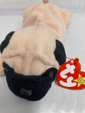 Ty Beanie Baby💜Pugsly The Pug Dog 8" Plush NEW MWMT's