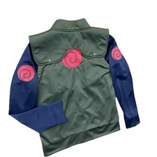 Naruto Shippuden Track Jacket Anime Cosplay Zip Up Green Y2K Boys Sz L Spirit