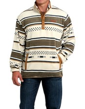 Cinch Western Sweatshirt Mens Stripe Polar Fleece Cream MWK1514026