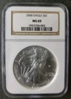 2000 $1 American Silver Eagle Dollar NGC MS69