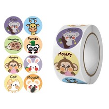 500 Incentive Stickers Adorable Round Animal Encouraging Stickers,Funny Anima...