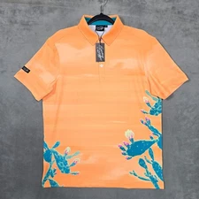 Sunday Swagger Men's Medium Phoenix Desert Golf Polo Orange blue geometric AOP