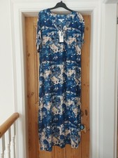 Next Women's  Blue/ White Linen  Mix   Dress. Size M 12/14  Maxi / Kaftan NWT