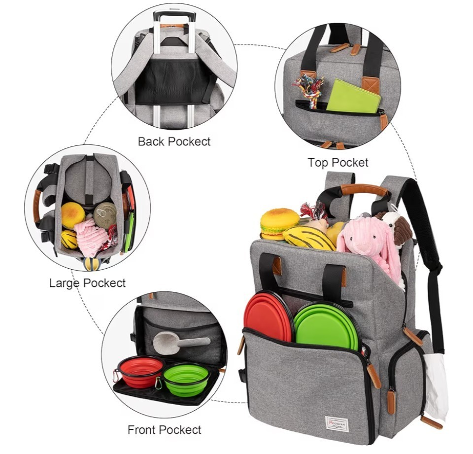 Borsa da viaggio per cani grigia, zaino omologato foto 2