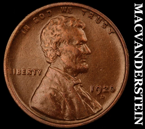 1920-D Lincoln Wheat Cent- Semi Key- Almost Unc+/ Uncirculated No Reserve #J3212