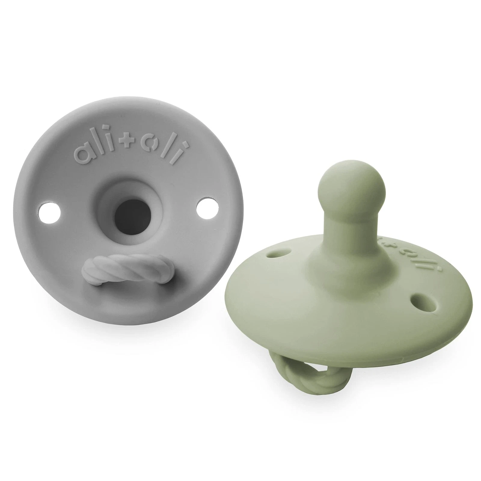 Pacifier for Baby (2-pk) Set Original Round (Grey-Sage) Concaved Shield Newbo...