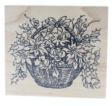 Psx Basket of Flowers Flower Arrangement Wooden Rubber Stamp