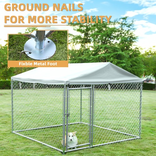 Large Dog Kennel Run Cage Galvanized Steel Fence Pet Playpen Enclosure with Roof - Picture 6 of 15