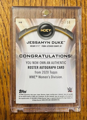 2020 Topps WWE Womens Division Jessamyn Duke /50 Auto NXT Rookie - Picture 2 of 2