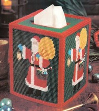SANTA CLAUS COVER UP TISSUE COVER CHRISTMAS PLASTIC CANVAS PATTERN INSTRUCTIONS