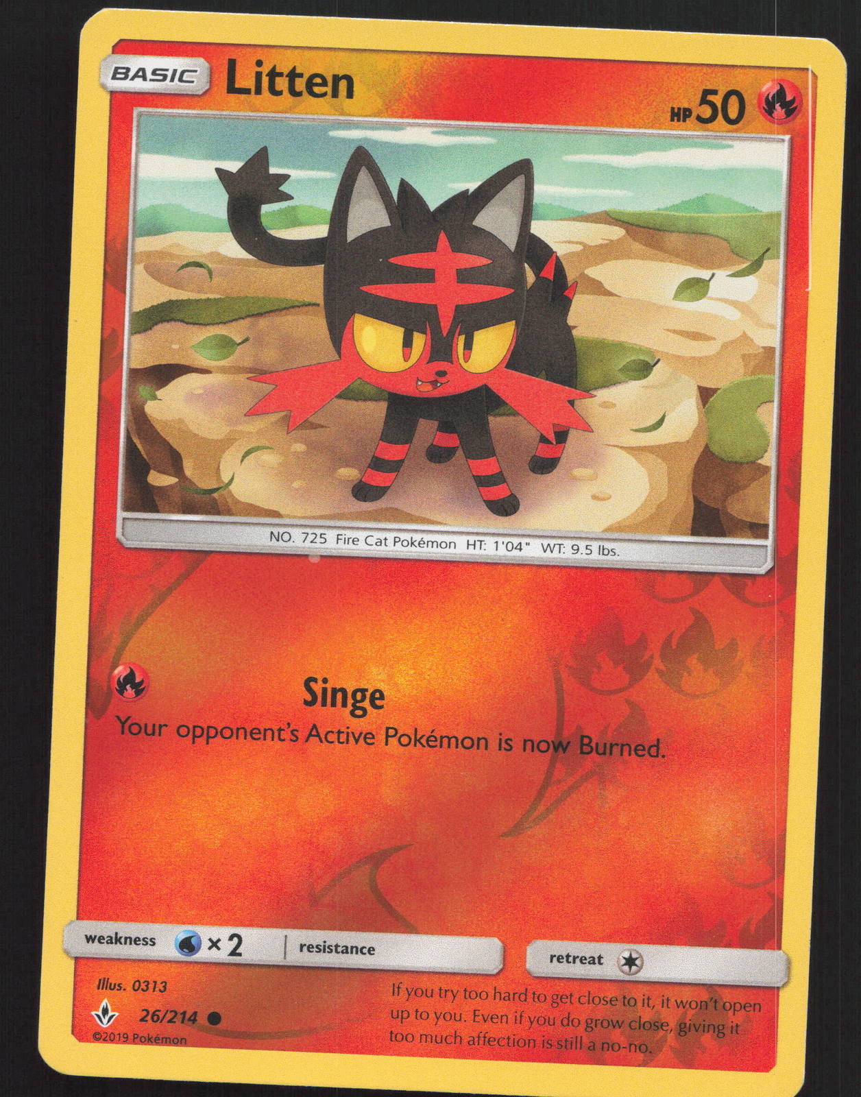 Litten (26) 26/214 Reverse Holo Pokemon SM - Unbroken Bonds Near Mint or Better