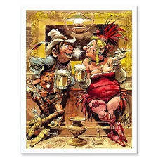 Howdy Miss Saloon Cowboy Western Beer 12X16 Inch Framed Art Print
