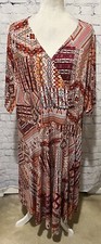 CJ Banks Dress Womens Plus Size 2X Printed Stretch Knit V-Neck Dress