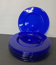 TheCellar Italy Thick Serving Glass Platter 13”Cobalt Blue Set Of 8 Macy&Co 1989