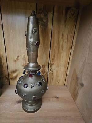  Art Nouveau Brass Jeweled Table Lamp Base