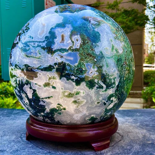 43.18LB Natural Water Grass Agate Crystal Ball Quartz Energy Ball - 第 9/11 張圖片