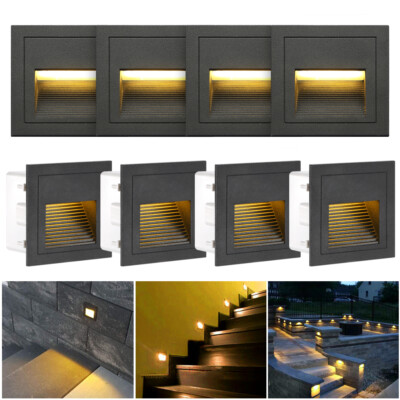 1-12pcs Recessed IP65 Square LED Stair Wall Lighting Recessed Walkway ...