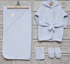 Baby Set Of 4 - Bathrobe, Towel, Washcloth And Slippers 