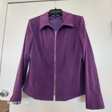 Harve Benard Woman Large Purple Front Zip Blazer