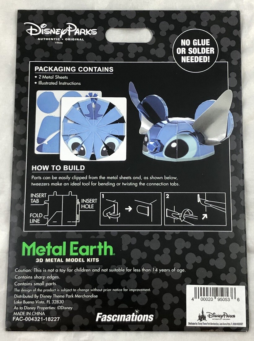Disney Parks Stitch Ear Hat In Color Metal Earth 3D Model Kits - NEW