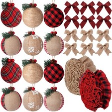 Aoriher 26 Pcs Rustic Farmhouse Christmas Tree Ornaments Set, Christmas Flaxe...