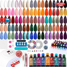 Gel Nail Polish Kit 73 Pcs With UV Lamp Light Poly Extension Manicure Tool Set