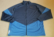Mens Jacket-PUMA-blue colorblock knit "Blaster" "Puma Training" full zip-L