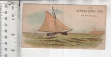 Eureka Spool Silk Thread Sailboat Victorian Trade Card 3"x5" VTC-XC193