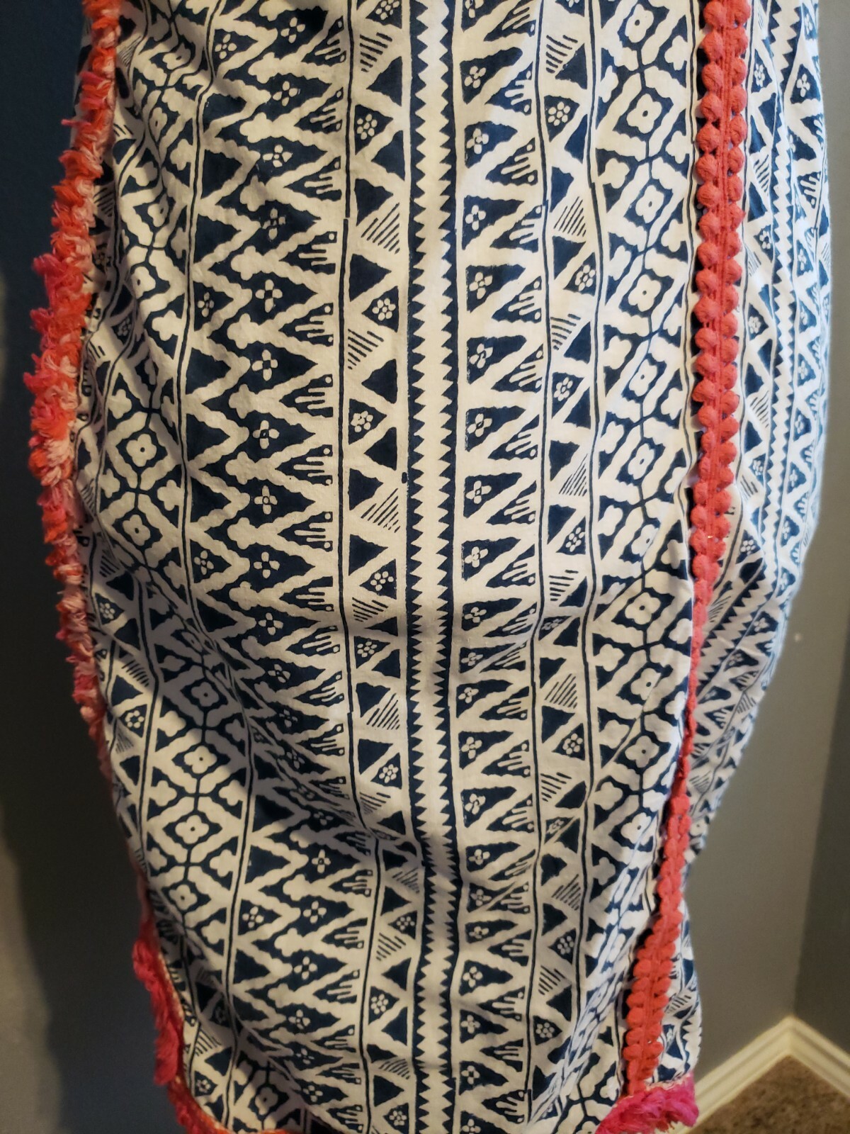 Roberta Roller Rabbit Blue White Pink Fringe Trim… - image 7