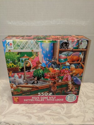 CEACO Jigsaw Puzzle 550 Piece Cats PAWS GONE WILD 24'' x 18'' Kittens in Kitchen