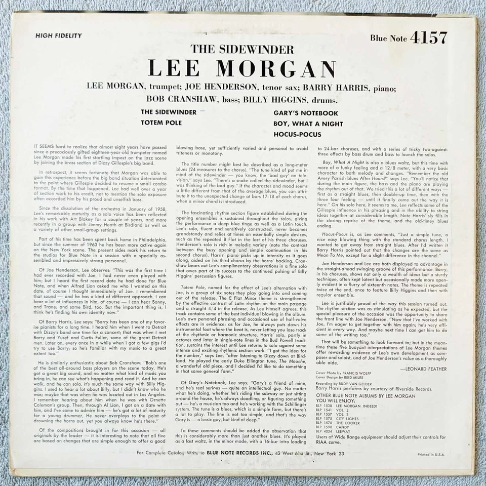 Lee Morgan - The Sidewinder vinyl LP original 1964 US deep groove ear BST 84157 - Image 2 of 4