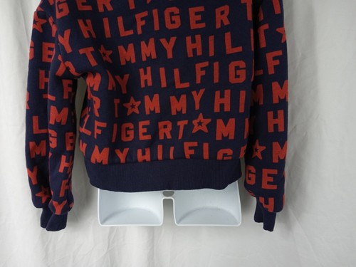 Tommy Hilfiger Long Sleeve Pull Over Graphic Sweater Red Blue Logo Boys Sz 6- 7 - Picture 8 of 12
