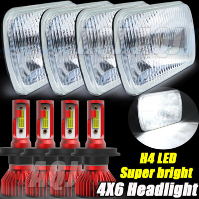 4set 4x6'' white LED Headlights Hi/Lo Beam For Chevy C10 Pickup truck 1980-1986