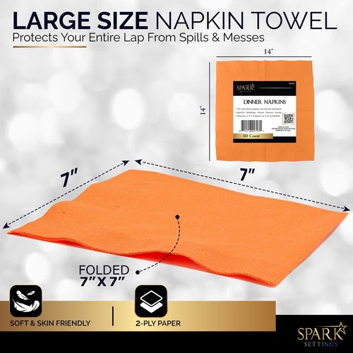 Big Party Pack 40 Count Orange Dinner Napkins Tableware Ideal For Wedding Party - Picture 3 of 7