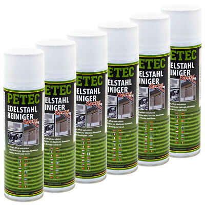 PETEC 70260 Edelstahlreiniger Reiniger Reinigungsspray Aluminium Kupfer 6x 500ml