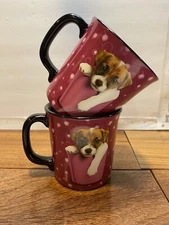 KEITH KIMBERLIN Encore Group JACK RUSSELL Puppy Dog Mug ~ Set of 2