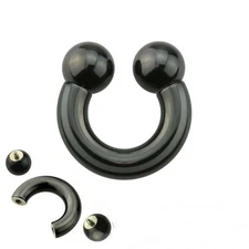 Horseshoe Heavy 2 Gauge 5/8" 10mm Balls Titanium Black IP Internal Thread