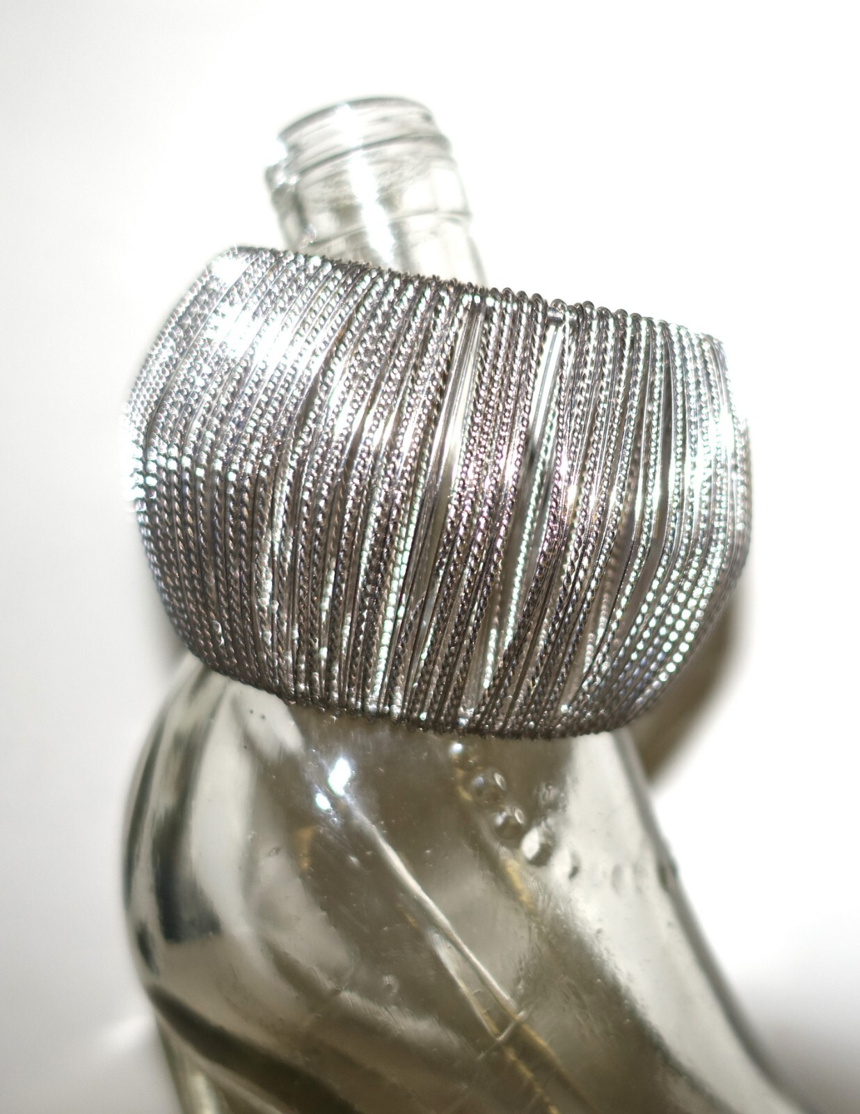 Silver tone Multiple String Cuff Bracelet - image 1