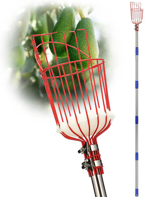 120'' L handle Fruit orange apple mango picker grabber Catcher tool w/Big Basket