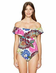 trina turk off the shoulder swimsuit