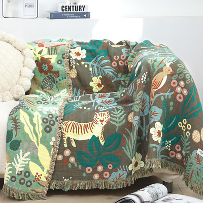 Large Tiger Jungle Blanket - Tropical Wildlife Bird Throw Tapestry Home ...