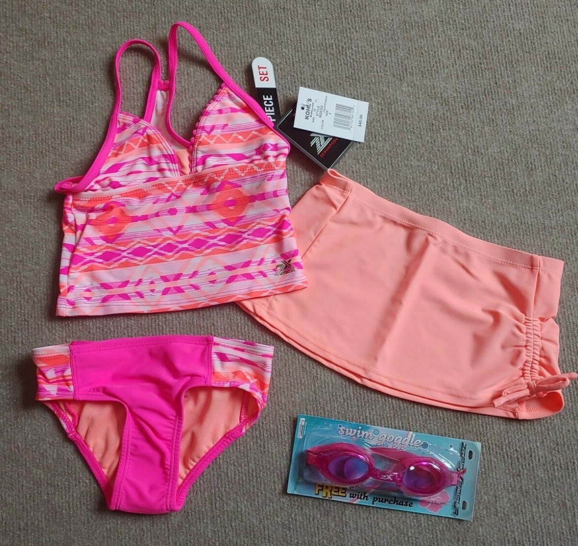 Zeroxposur Piece Swim Bathing Suit Tankini Cover Up Skirt Girls