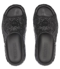 NEW VERSACE BLACK MEDUSA DEMENTION SLIDER SANDALS FLIP FLOPS SHOES 40/US 7